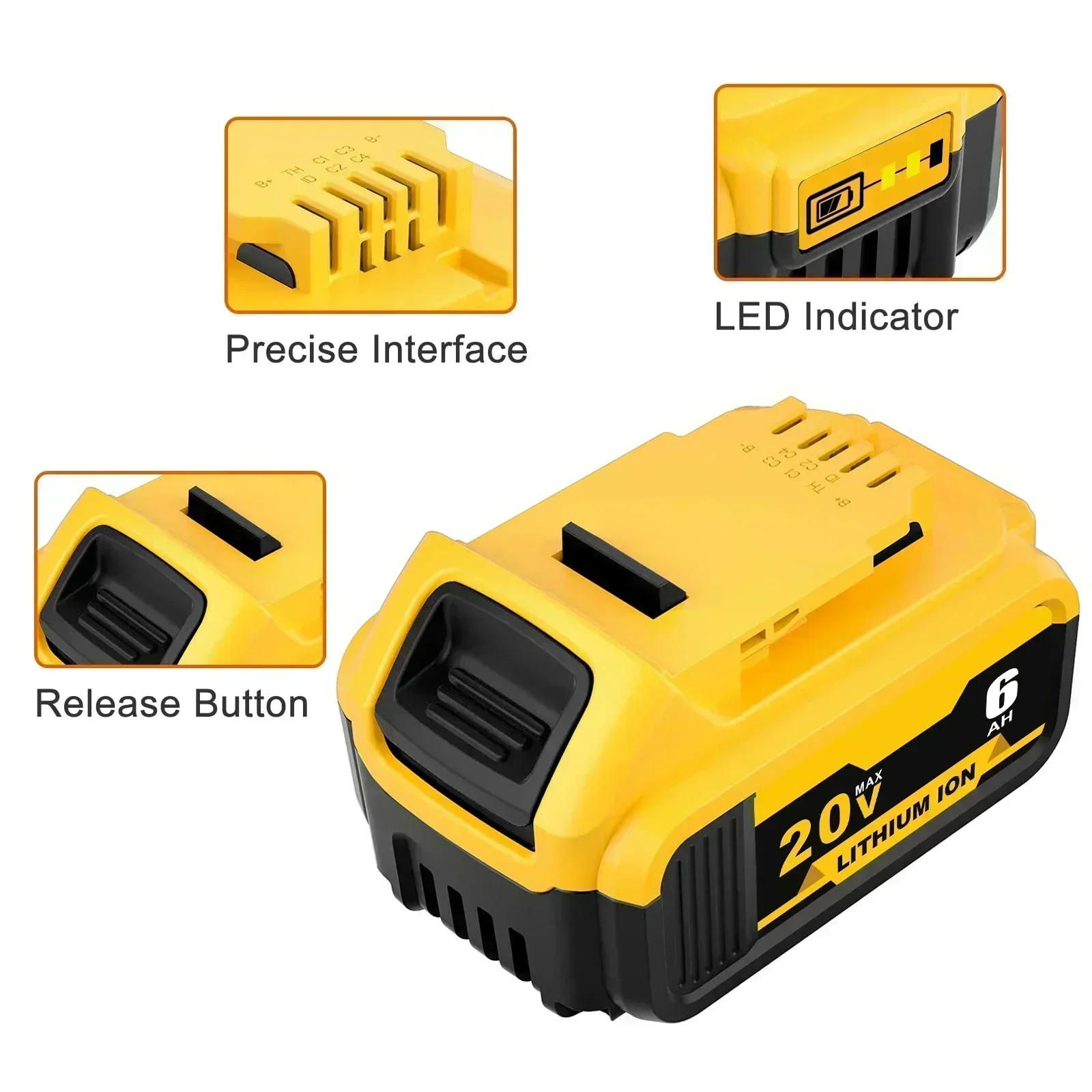 SU DCB205 Сменная литиевая батарея 18 В совместимая с Dewalt 20 XR Max DCB206 DCB205-2 DCB204 DCB200 DCB201 DCB203