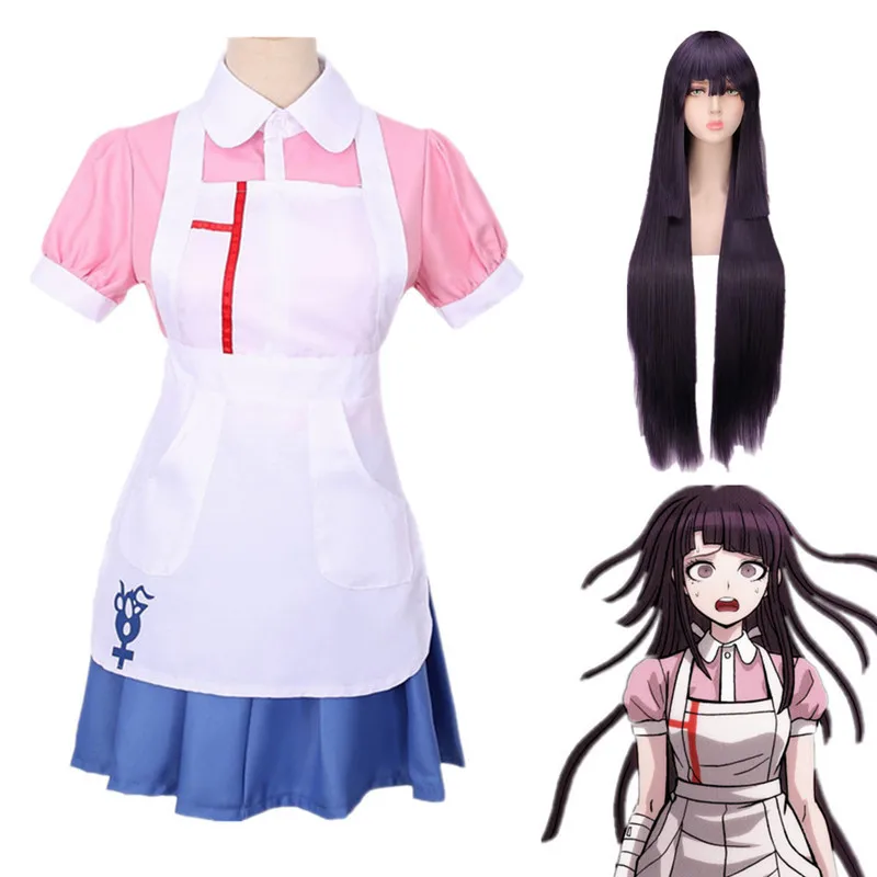

Miss Anime Costume Sexy Cosplay Costume Halloween Carnival Ultimate Nurse Costume Cafe Maid Uniform for Women Game Wig