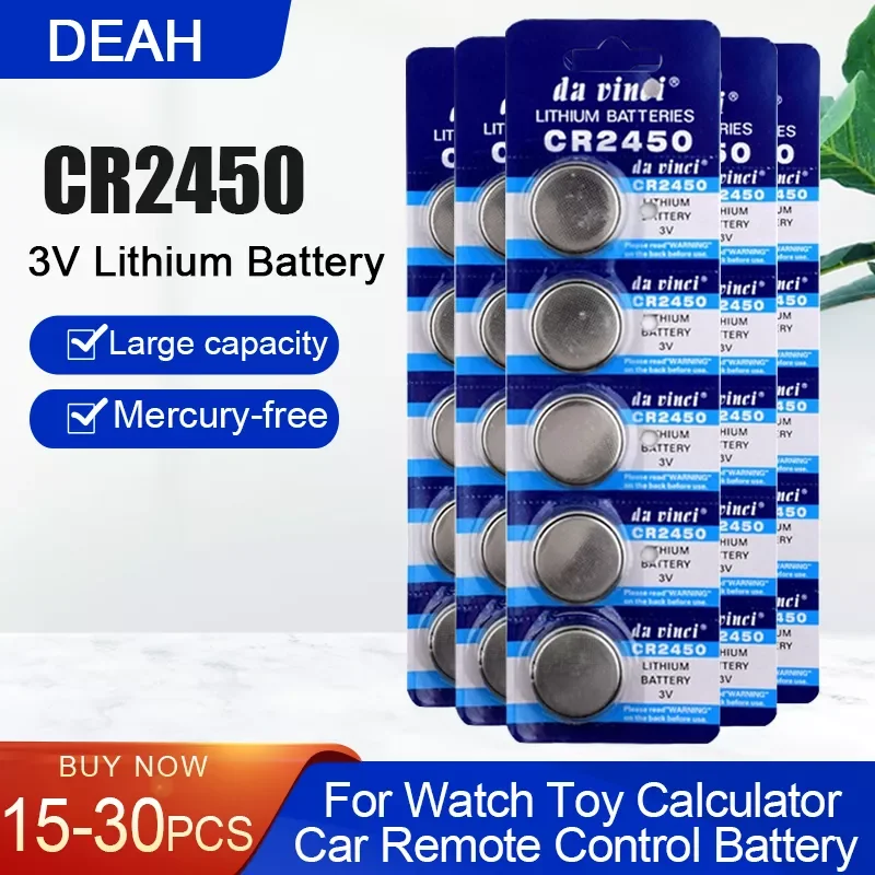 

NEW2023 CR2450 CR 2450 3V Lithium Batteries For Remote Control Watch Toys LED Light Button Coin Cell DL2050 BR2450 LM2450 KCR502