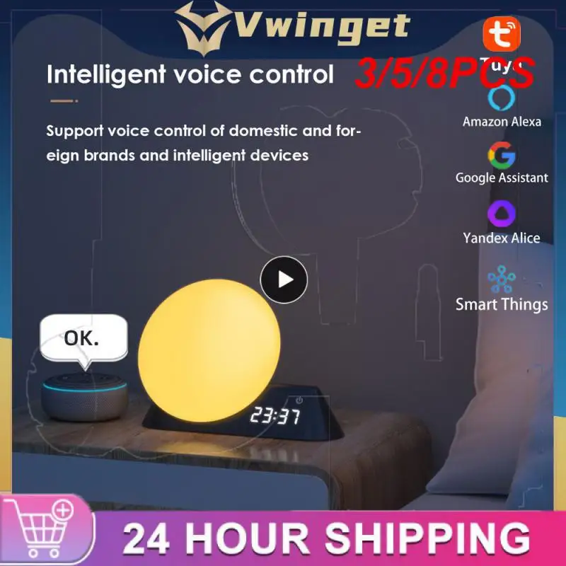 

3/5/8PCS For Bedroom Wake Up Smart Light Tuya App 10 Colors Wifi Wake Up Light Works With Alexa Google Home