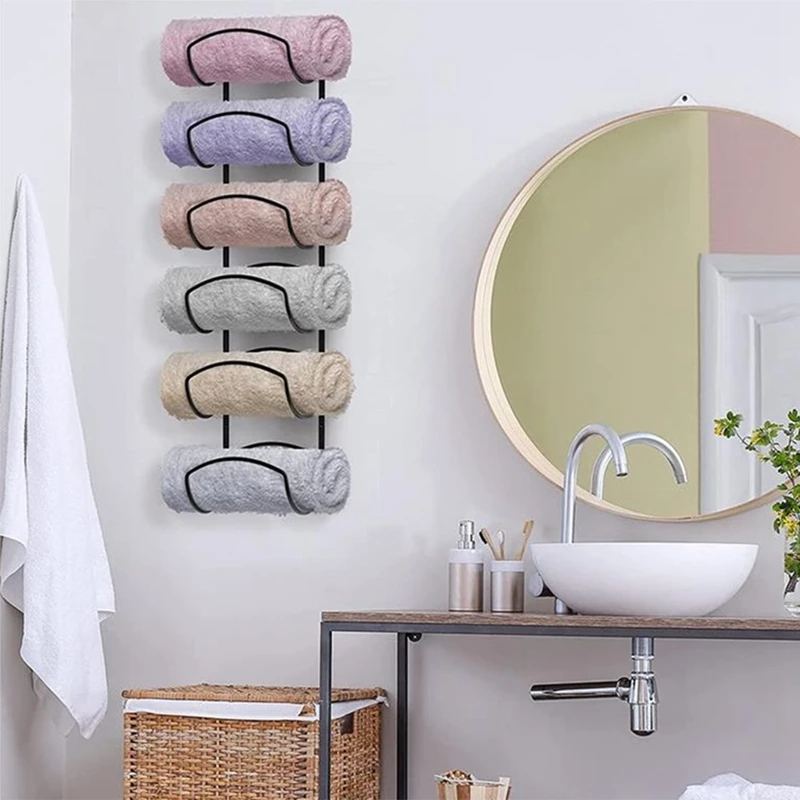 

Настенная стальная вешалка для полотенец в ванную комнату, настенная вешалка для полотенец в рулонах, вешалка для хранения банных полотенец