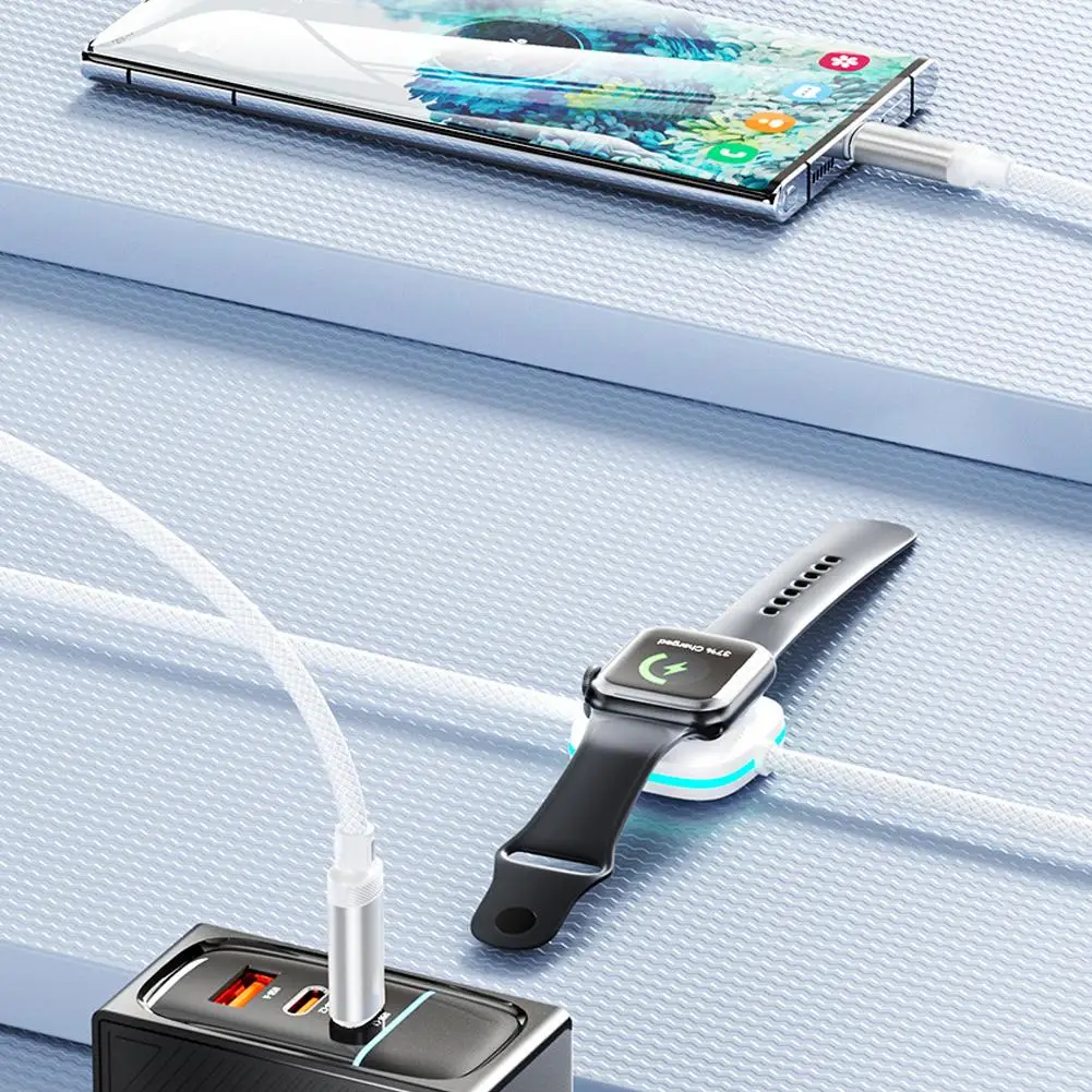 

2 в 1 PD 60 Вт магнитное Беспроводное зарядное устройство для IPhone iWatch USB TYPE C кабель для быстрой зарядки для IPhone 15 H2F7