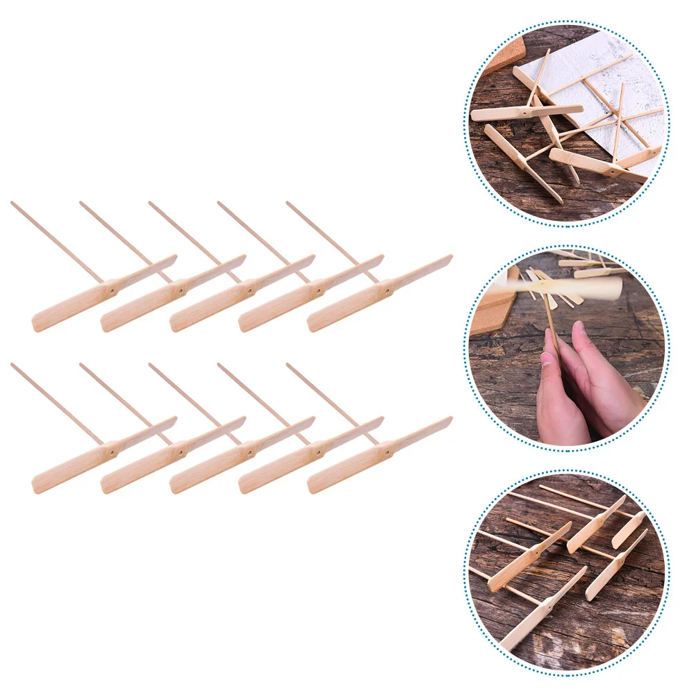 

10 pcs Flying Wooden Dragonfly Toy Wood Dragonfly Hand Rub Toy Dragonfly Propeller Toy for Kids