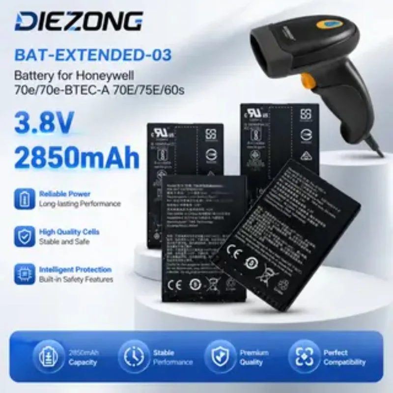 Фото В наличии: Аккумулятор Li-ion 3.8V 2850mAh BAT-EXTENDED-03 для сканеров штрих-кодов Honeywell 70e-BTEC-A, 70E/75E/60s №1