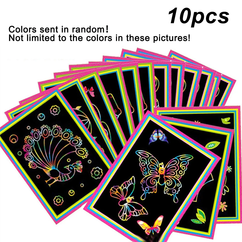 

10 Pcs Paper Drawing Kids Craft Art Stick Colorful for Magic Scratch Painting