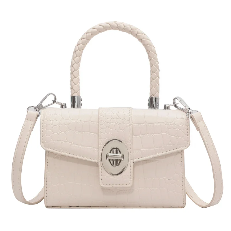 2023 New PU Crocodile Pattern One Shoulder Small Square Bag Feminine Temperament Portable Cross-body Female Bag Luxury Handbag