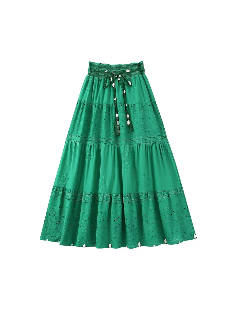 

Женская ажурная юбка миди BM & MD & ZA, винтажная юбка с вышивкой и высокой талией, модель 5598240 года