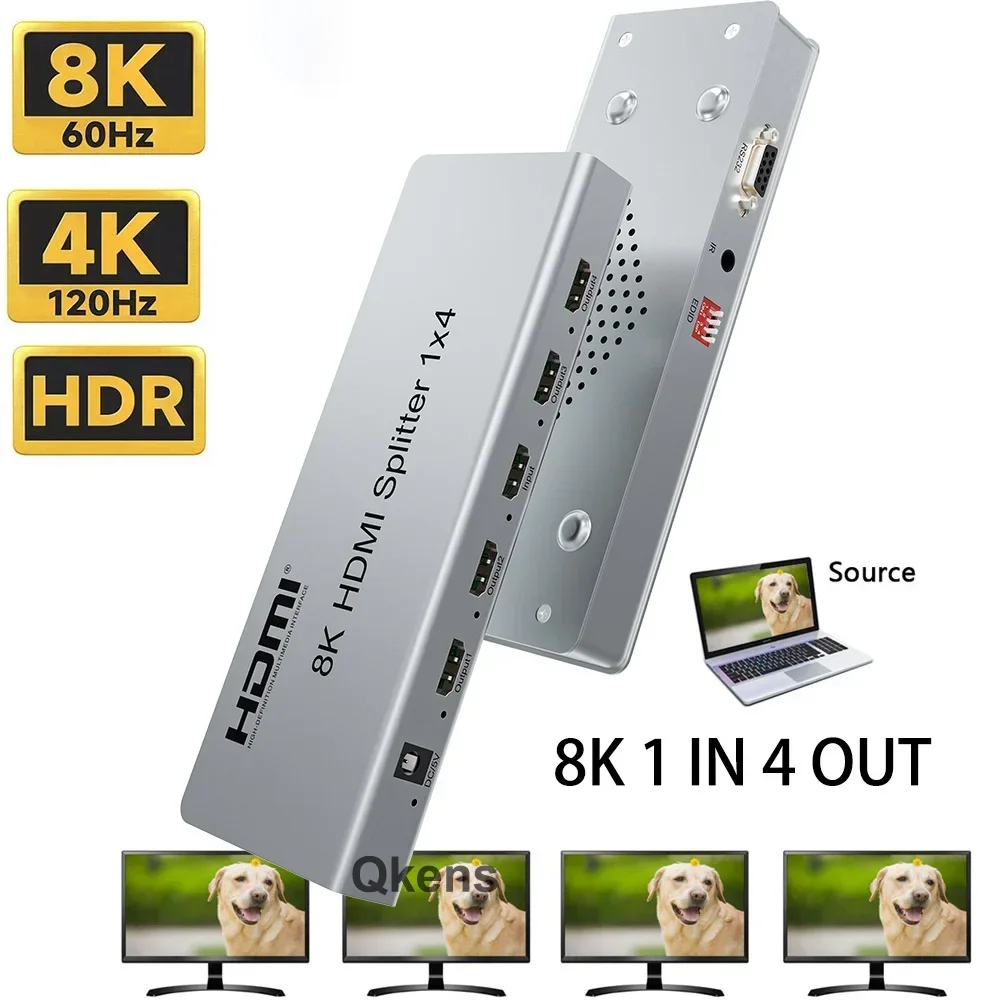 Разветвитель HDMI 8K 60 Гц 1x4 4K 120 HDMI2.1 1 в 4 выхода Видеораспределитель HDR 10 3D для PS5 Xbox