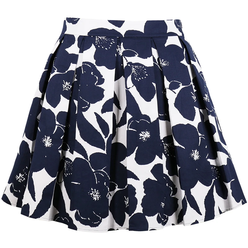 Юбка женская летняя плиссированная трапециевидная с высокой талией цветочным