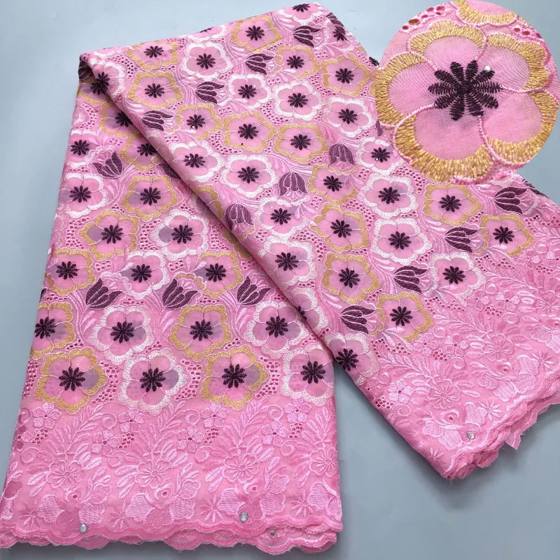 Нигерийская Хлопковая Кружевная Ткань 2024 Высокое Качество 5 Ярдов Швейцарская