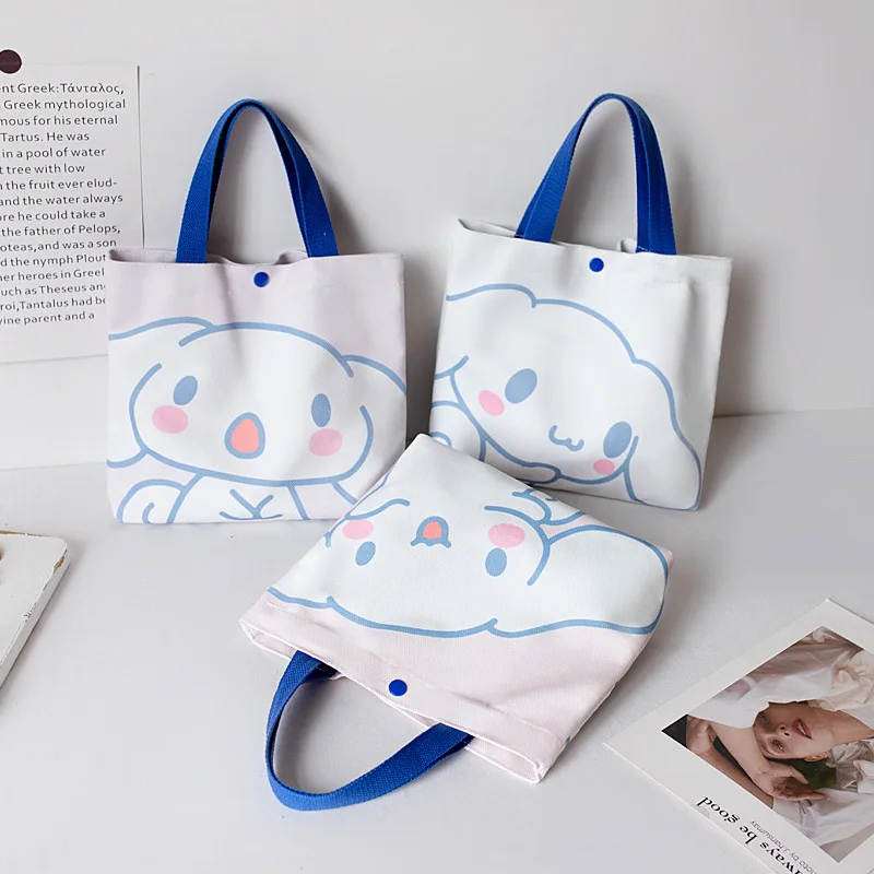 

Kawaii Sanrio Cartoon Cinnamoroll Canvas Bag Cute Anime Portable Large Capacity Tote Bag Storage Bag One Shoulder Bag Handbag