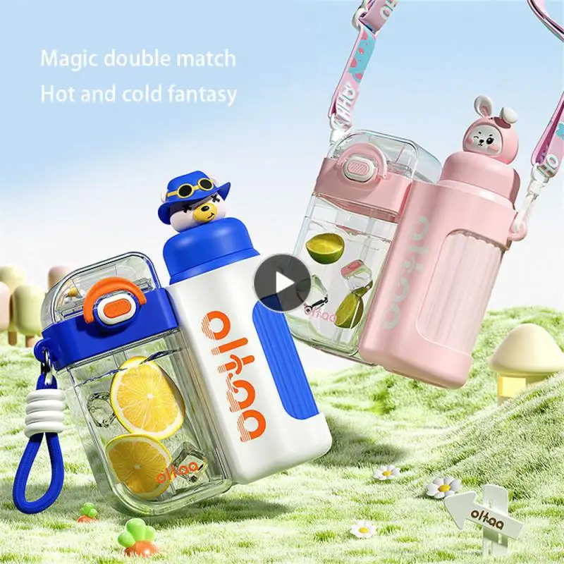 

With Straw Double Drinking Cup Combination Cup Detachable Water Cup With Straw 316 Stainless Steel Home Supplies Safety Material