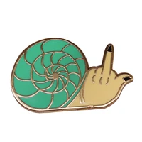 funny snail middle finger brooch metal badge lapel pin jacket jeans fashion jewelry accessories gift