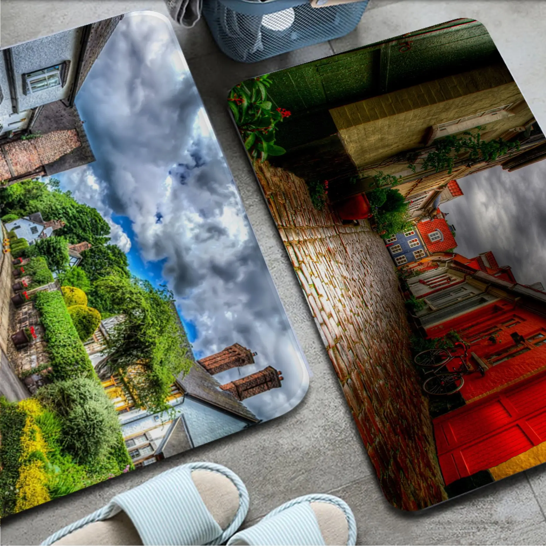 

Ltaly Rural Small Town Street Door Mat Kids Room Bedroom Decoration Balcony Anti-Slip Doormat Living Room Toilet Rug