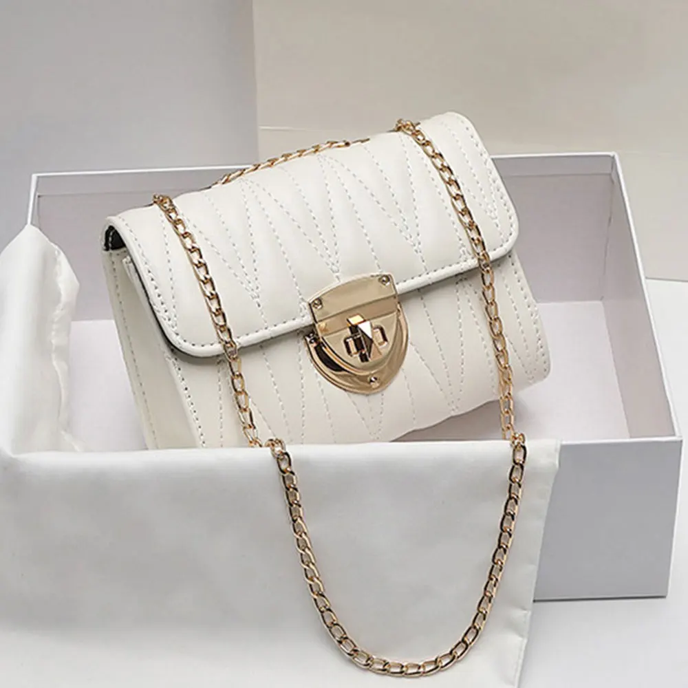 

Модная простая и универсальная сумка на одно плечо, однотонная сумка через плечо с цепочкой, повседневная женская сумка, сумка для сотового ...