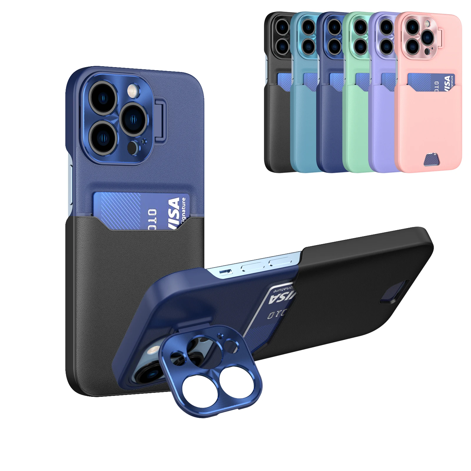 Тонкий кожаный чехол-подставка для iPhone 14 Pro Max, с отделением для карт