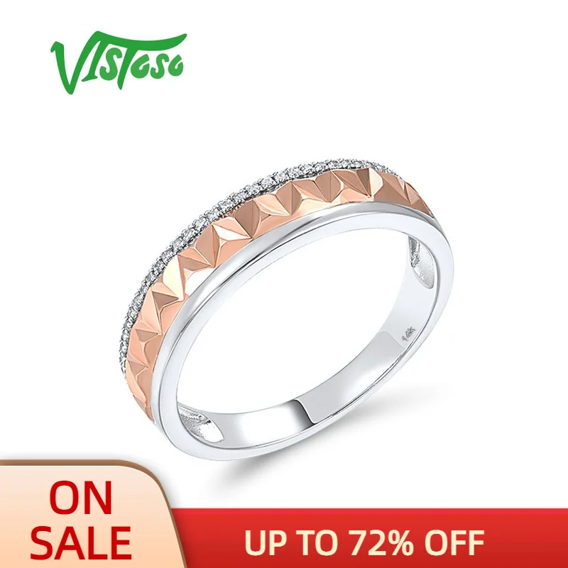 

Женское и мужское двухцветное Золотое кольцо с бриллиантами VISTOSO, 14 к, 585