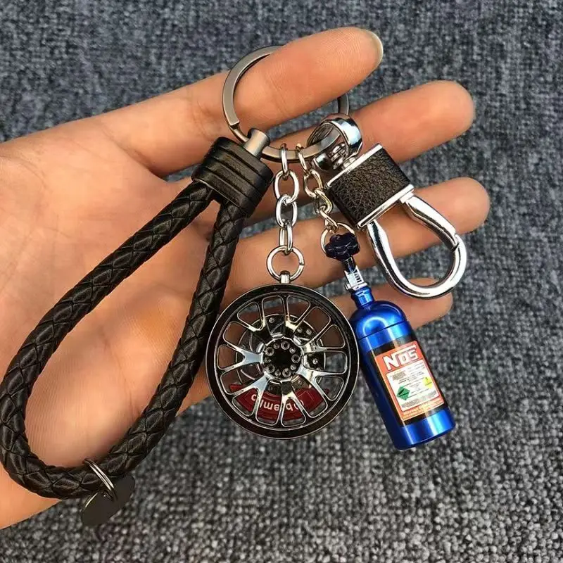 

Personalized Car Wheel Hub Keychains For Men BBS Wheel Hub Key Chain NOS Nitrogen Key Ring women Key Pendant Creative Men's Gift