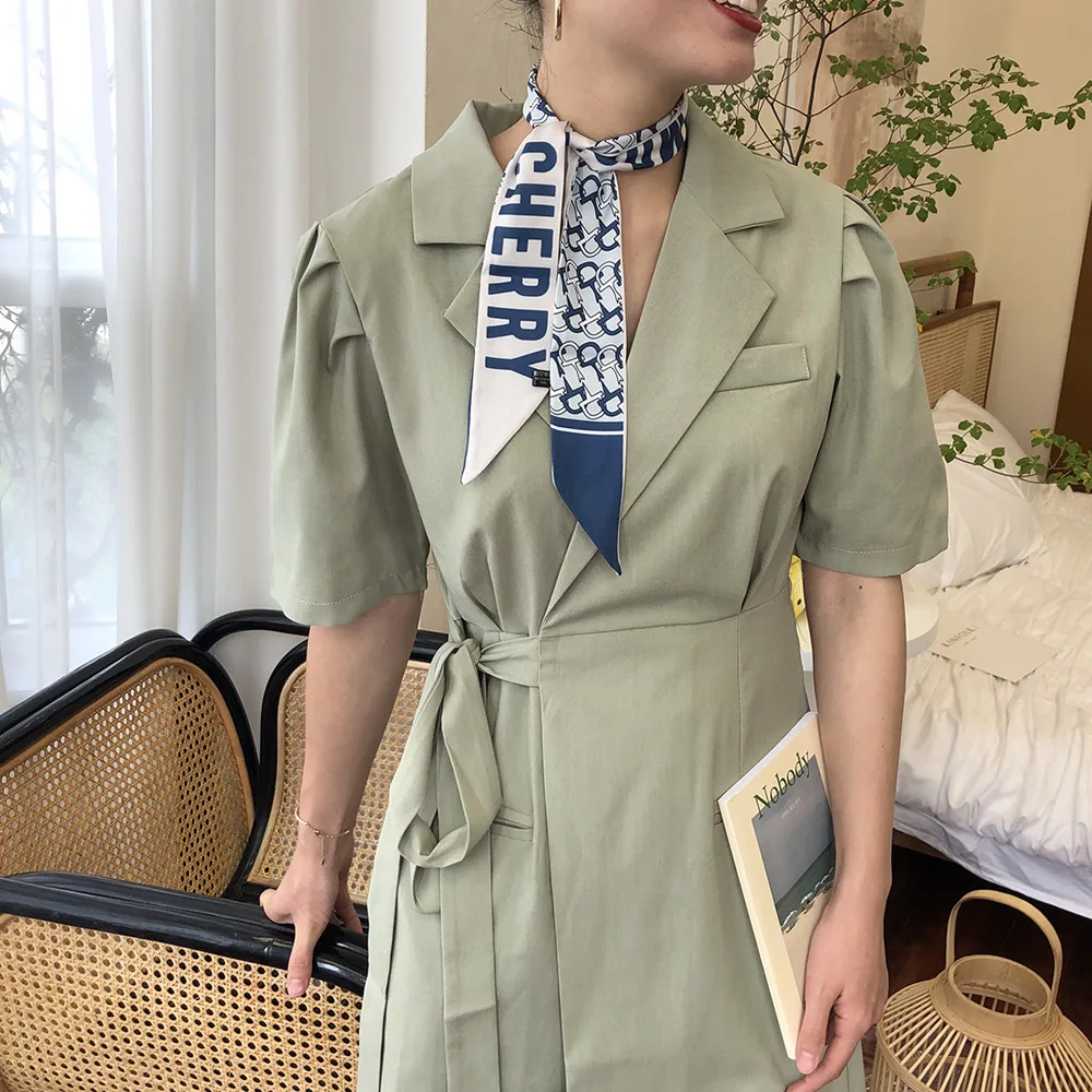 

Luxury Brand Skinny Silk Scarf for Women Long Neckerchief Female Narrow Scarves Handle Bag Ribbon Fashion Bandana Hair Tie Band