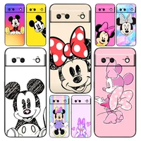 mickey mouse color phone case for google pixel 7 6 pro 6a 5a 5 4 4a xl 5g black silicone tpu cover
