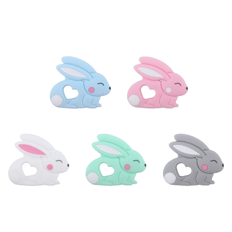 

Cartoon Rabbit Shape Baby Teether Silicone Beads Soother Molar Teething Nursing Toy for Newborn Infant