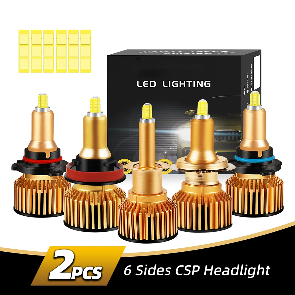 

H1 LED H7 LED 25000LM 9005 9006 H11 Led Headlights Bulbs 6000K White 6sides 80W 3D High Power Canbus 360 Degree Auto Lamp 2pcs