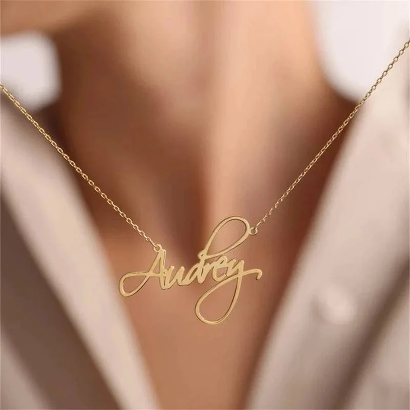Custom Name Necklace for Women Personalized Cursive Letter Pendants Choker Gold Stainless Steel Jewelry Gift Collares Para Mujer