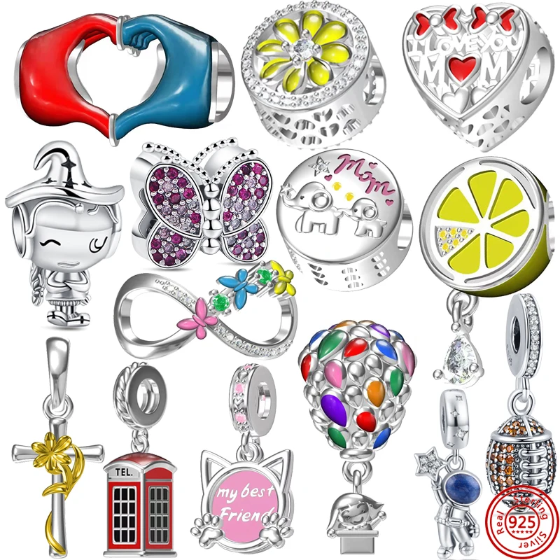 100% Стерлинговое Серебро 925 пробы Бабочка шар с горячим воздухом ранние бусины