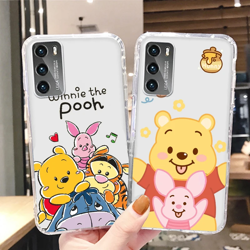 

Winnie Pooh Anime Bear Transparent Phone Case For Huawei P50 P40 P30 P20 Lite P Smart Z Pro Plus 2019 2021 Cover