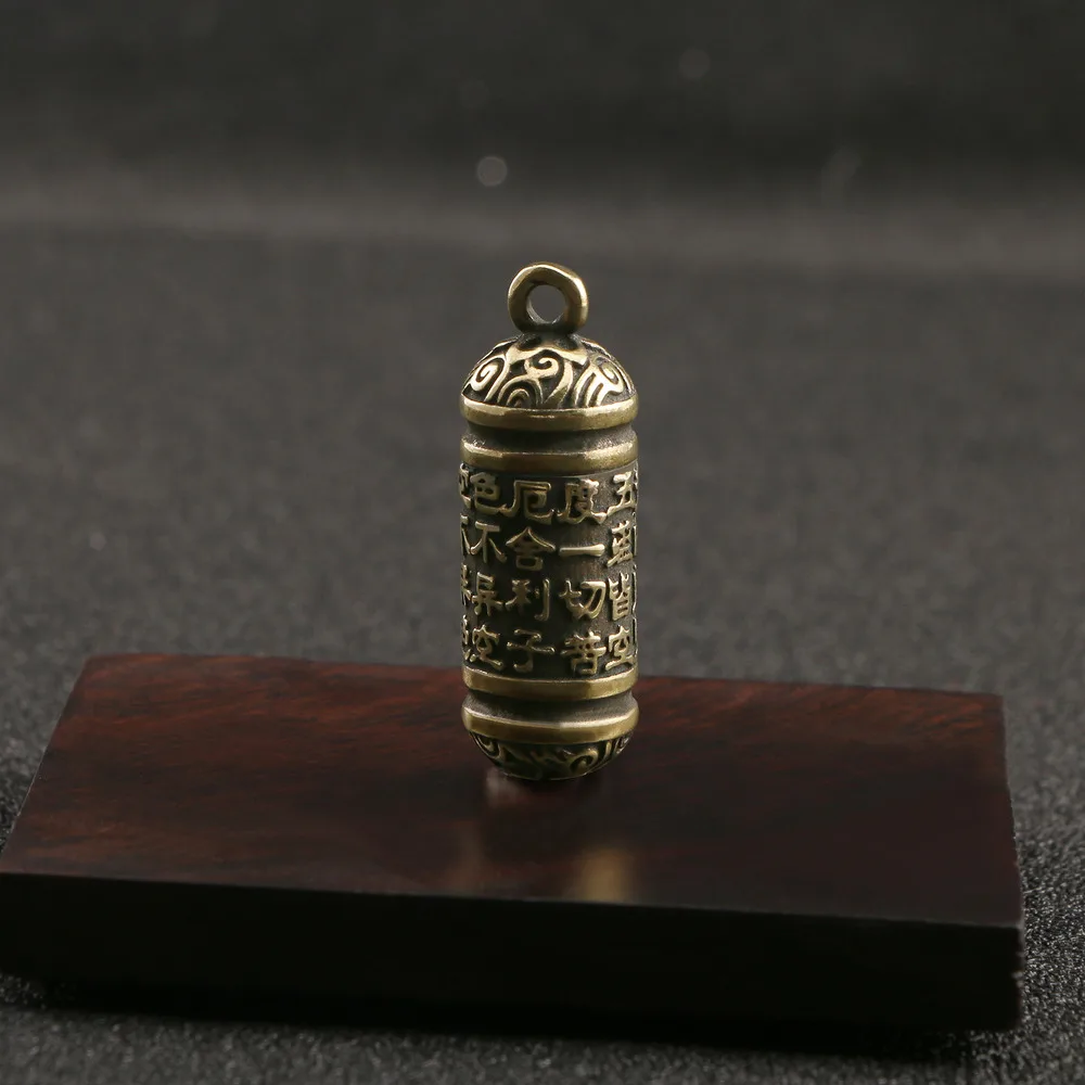 Античная латунная подвеска для ключей в виде столба с шестью словами