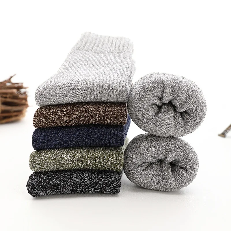 5 Pairs Thicken Wool Socks Men High Quality Heated Towel Terry Keep Warm Winter Socks For Man Thermal Socks Cotton Size 38-45