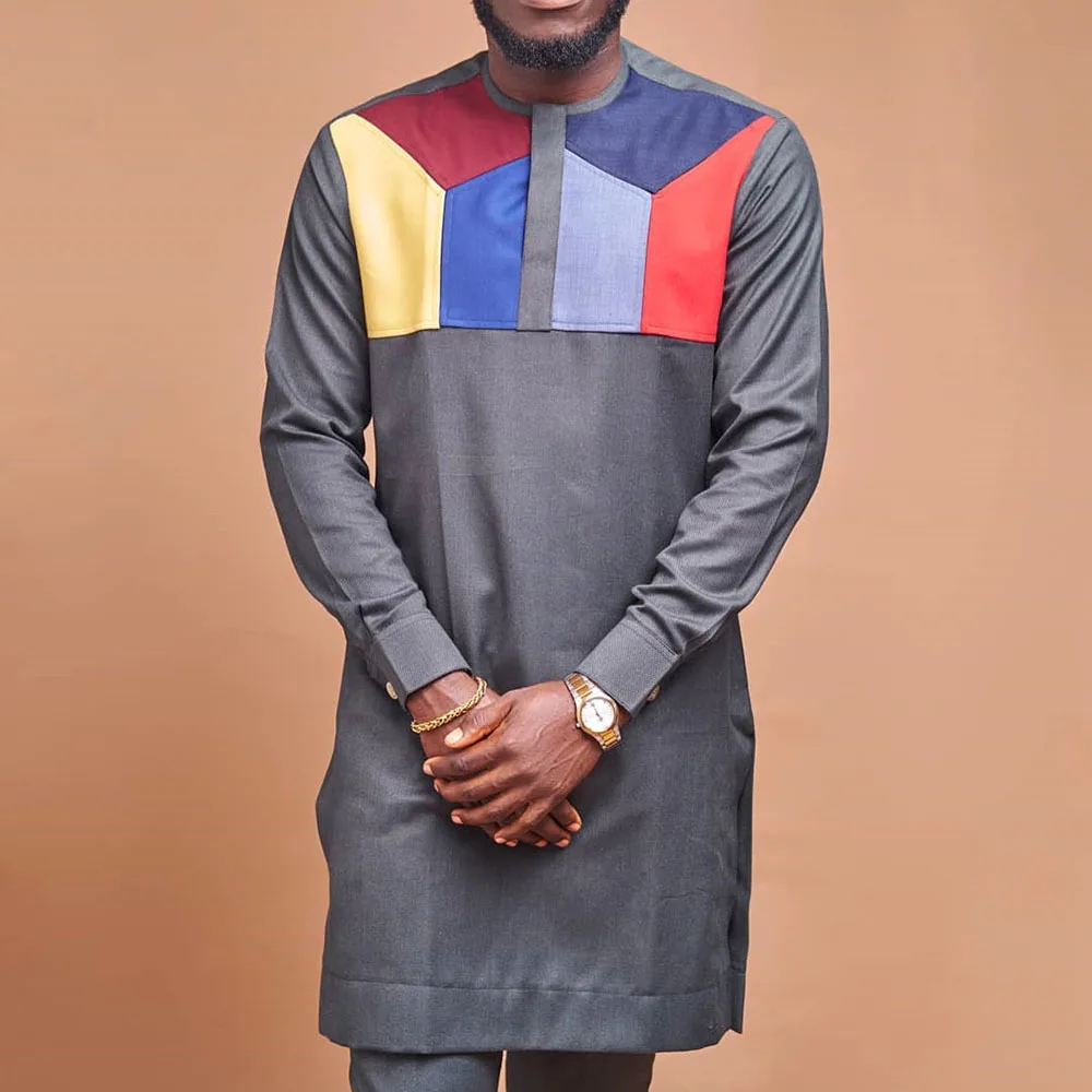 Muslim Fashion Middle Men Trousers Casual Top Shirt 2-piece Set Jubba Thobes Kaftan for Men Arabic Qamis Homme Roupas Masculinas