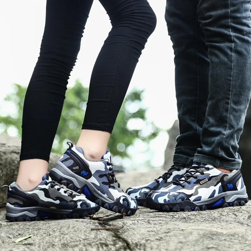 CAMEL JINGE Fashion Camouflage Trekking Hiking Shoes Men Waterproof Sneakers Men Couple Outdoor Breathable Climbing Tourism Shoe