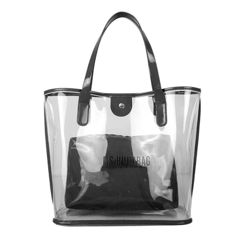 

Сумка-тоут 2 в 1 для девочек, летняя пляжная дизайнерская сумочка из ПВХ с магнитной застежкой, Всесезонная