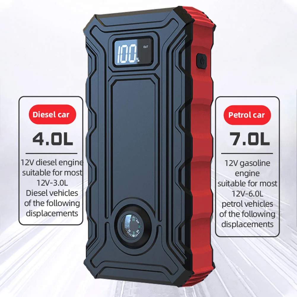 

1200A Car Jump Starter 30000mAh Portable Power Bank Battery Booster with LED Flashlight Emergency for Gasoline Diesel