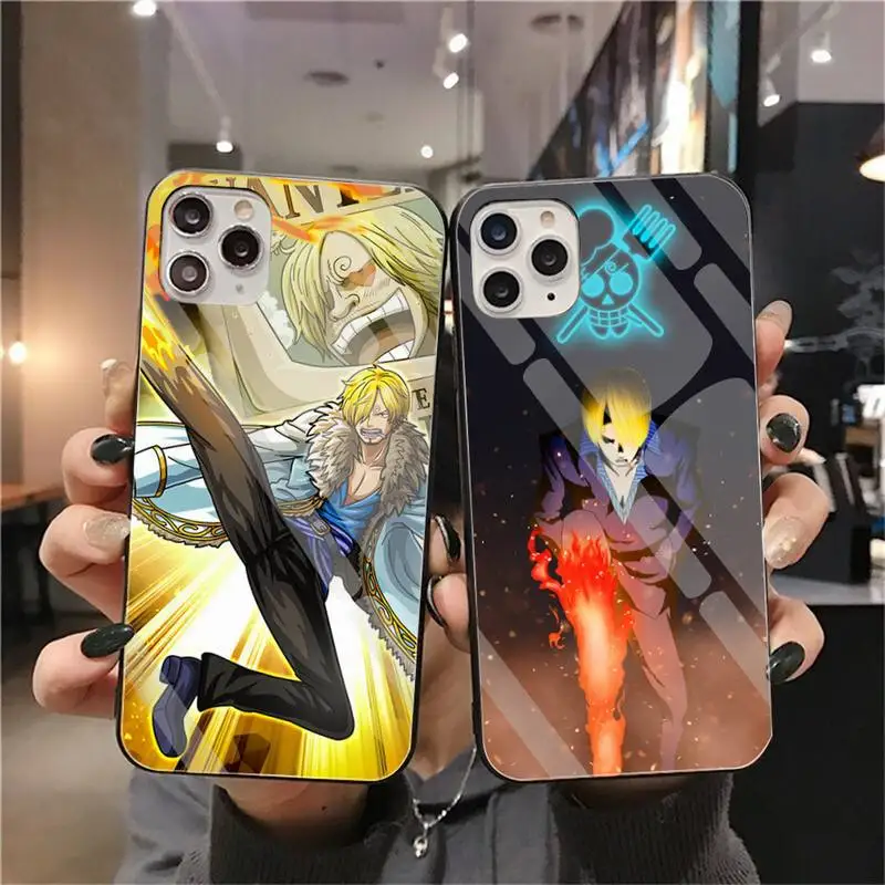 

One Piece Sanji Phone Case Tempered Glass For iPhone 13 12 Mini 11 Pro XR XS MAX 8 X 7 Plus SE 2020 Soft Cover