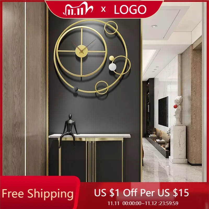 

Large Creative Wall Clock Nordic Modern Design Metal Living Room Wall Clock Gold Silent Relogio De Parede Home Accessorie DE50ZB