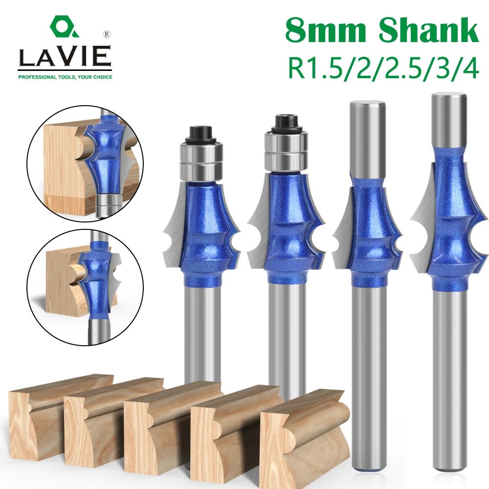LAVIE  8mm high-quality Tungsten Carbide Drawing Line Router Bit Set for Woodworking milling cutter