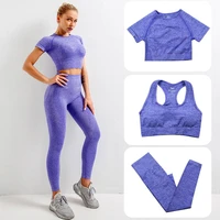 seamless yoga set women fitness bra workout t shirts sport pants push up high waist leggings gym wear yoga tops sportswear