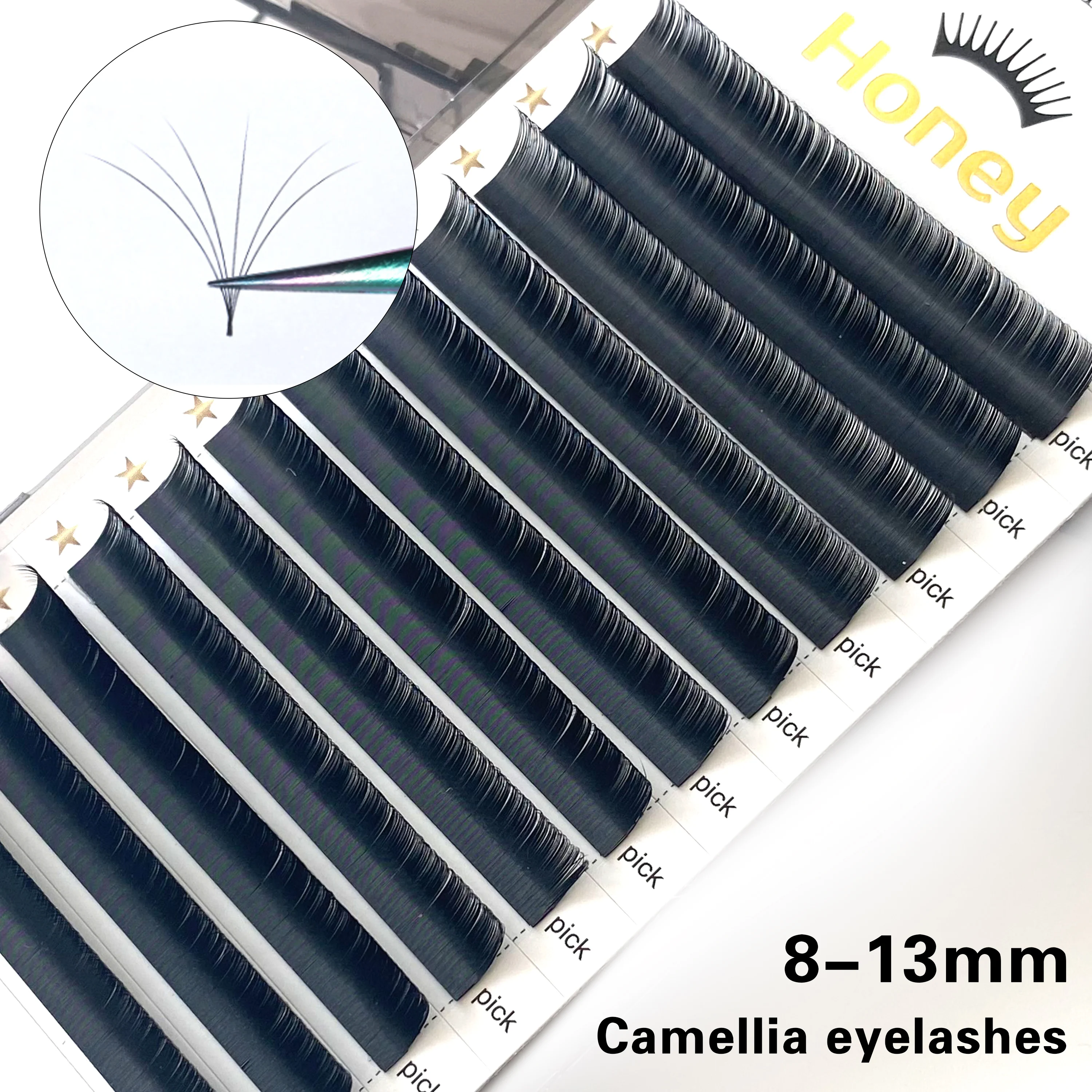 

Camellia Eyelash Mixed Three Length Natural Fan Grafting Eyelash Extension Soft Lashes Extending False Individual Eyelashes