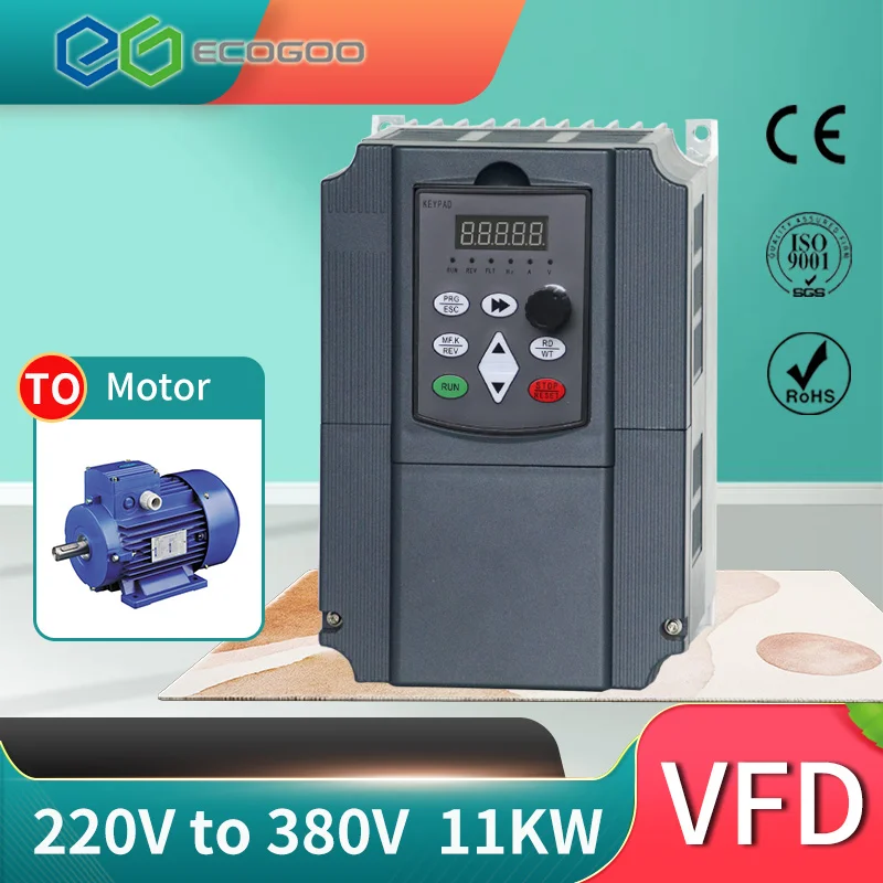 

11KW 400HZ VFD Inverter Frequency converter single phase 220v input to 3phase 380v output 25A for 10HP motor