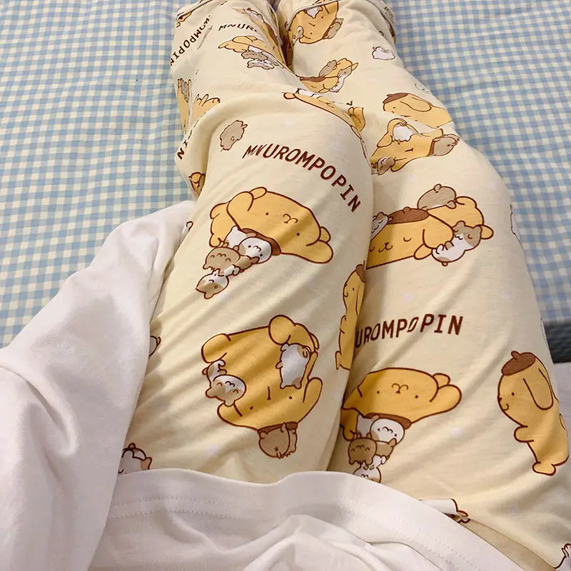 Новинка пижамные брюки Sanrio с помпоном пурпурные женская летняя длинная Пижама