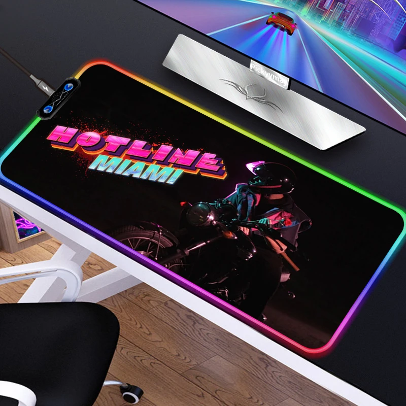 

Hotline Miami Gaming Mouse Pad RGB Mouse Pad Gamer Computer Mousepad LED Backlit Mause Pad Large Mousepad XXL For Desk Mat