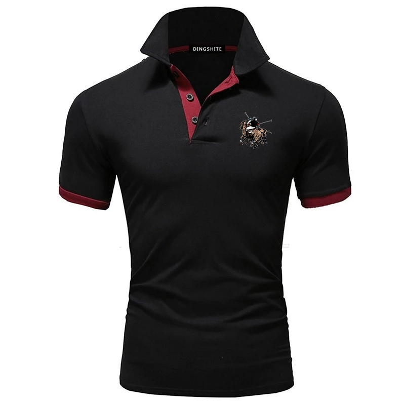 

LUHAODS Men Print Contrast Panel Polo Shirt