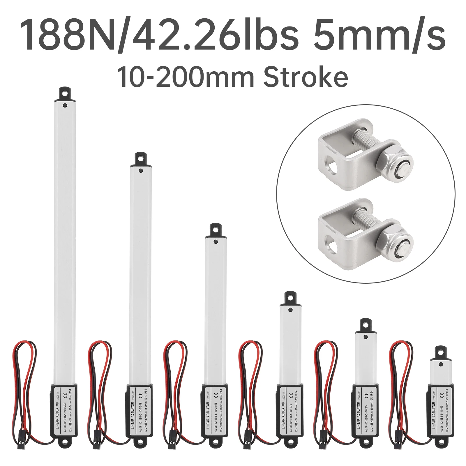 

Электрический линейный привод AL08 12В 10-200 мм ход 188Н 5мм/с