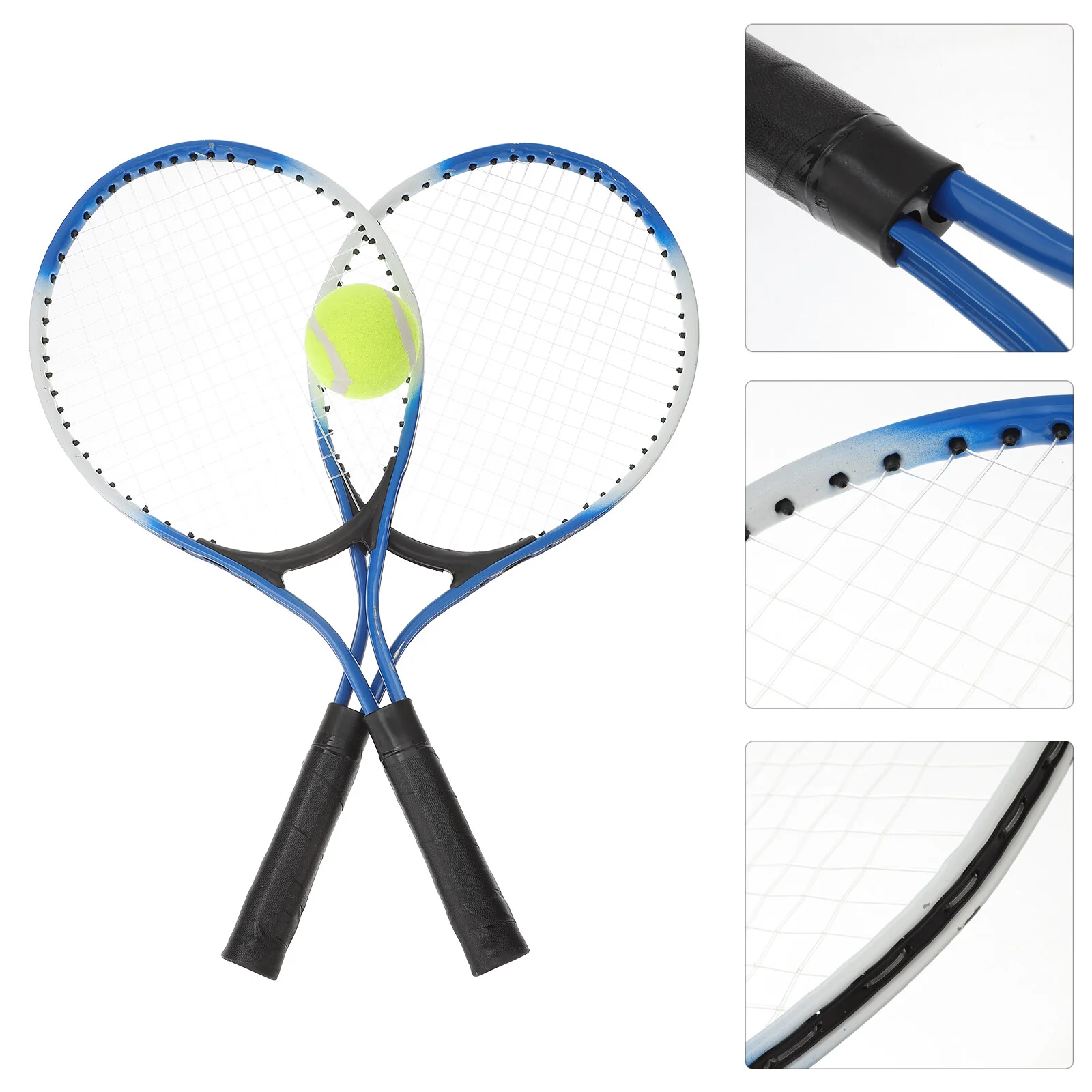 

1 Set Tennis Badminton Racket Set Metal Kids Palying Tennis Badminton Rackets Game Props for Lawn Indoor Outdoor ( Black )