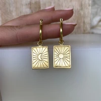 temperament design rectangle sun moon medal pendant earrings boho lady charm fashion women earrings party jewelry