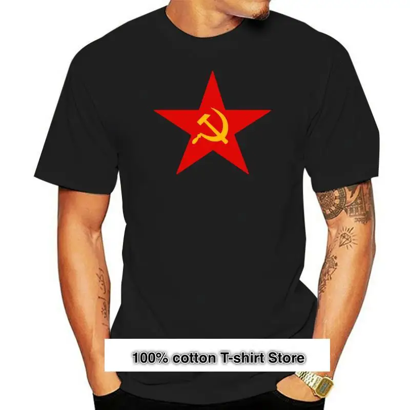 

Camisetas de verano para hombre, Camisa de algodón 100%, Estrella soviético/hoz de martillo, marxismo ruso, Cccp