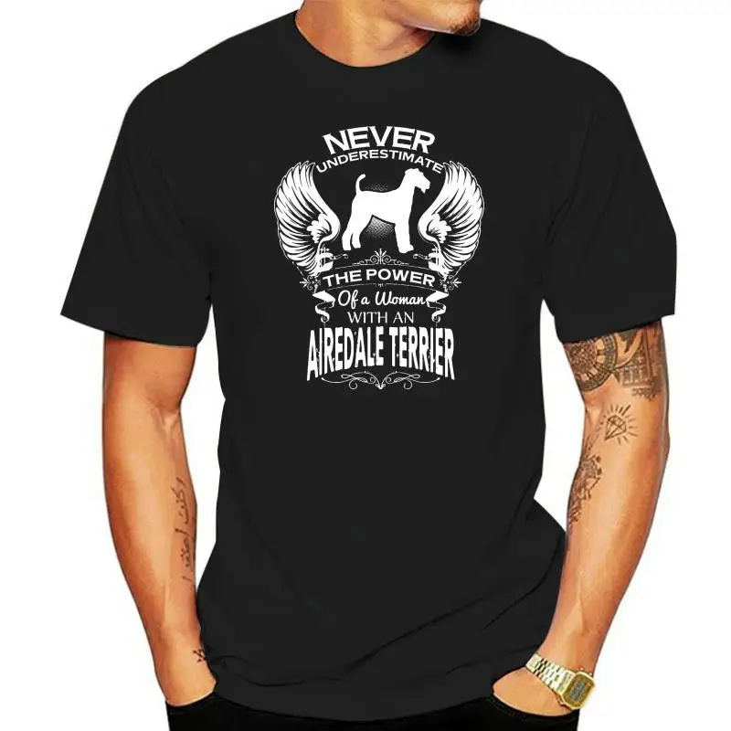 

Men Short sleeve tshirt A WOMEN WITH A DOG Airedale Terrier cool Women t-shirt