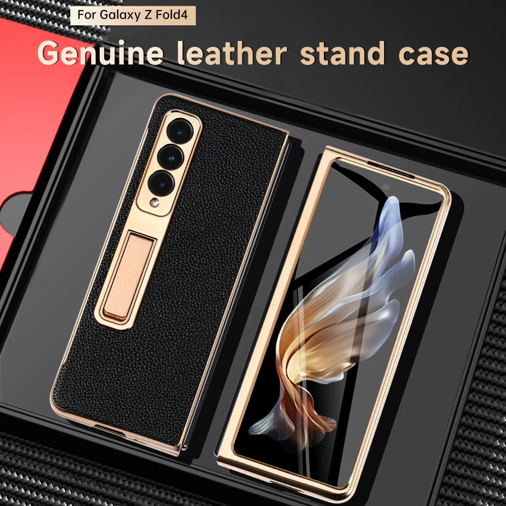 

LANGSIDI Original cow Leather fold Case for Samsung Galaxy Z Fold 5 Holder Bracket Cover for Samsung Z Fold 4 3 Kickstand Cases